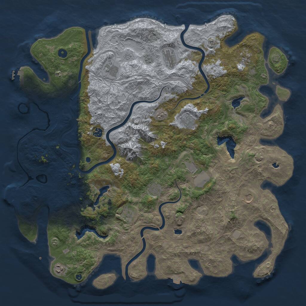 Rust Map: Procedural Map, Size: 5000, Seed: 1228437, 17 Monuments