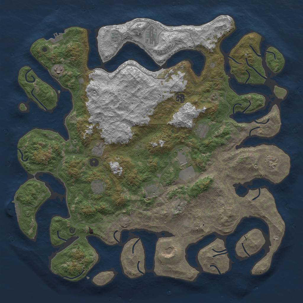 Rust Map: Procedural Map, Size: 5000, Seed: 1228437, 16 Monuments