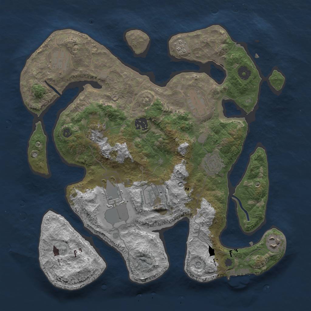 Rust Map: Procedural Map, Size: 3500, Seed: 42489178, 13 Monuments