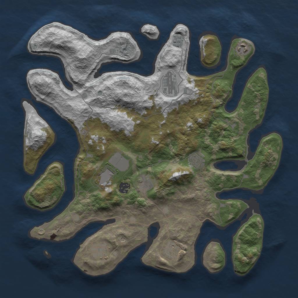 Rust Map: Barren, Size: 4000, Seed: 50202, 12 Monuments