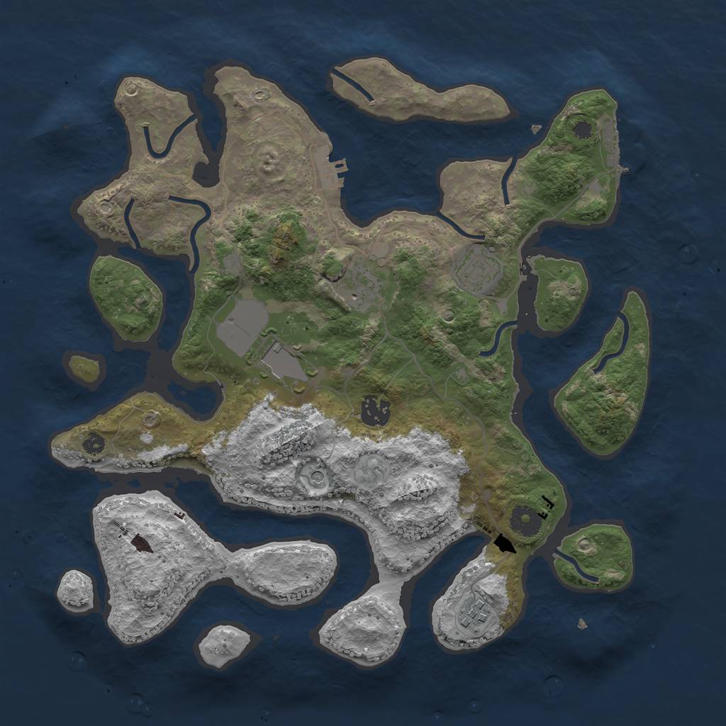 Rust Map: Procedural Map, Size: 3500, Seed: 1651835646, 10 Monuments