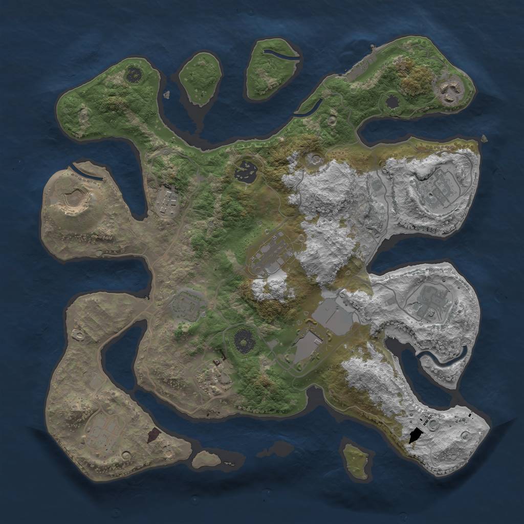 Rust Map: Procedural Map, Size: 3500, Seed: 656537030, 15 Monuments