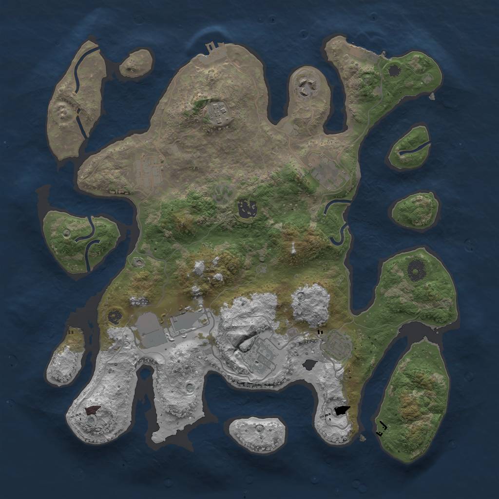 Rust Map: Procedural Map, Size: 3700, Seed: 4348, 13 Monuments