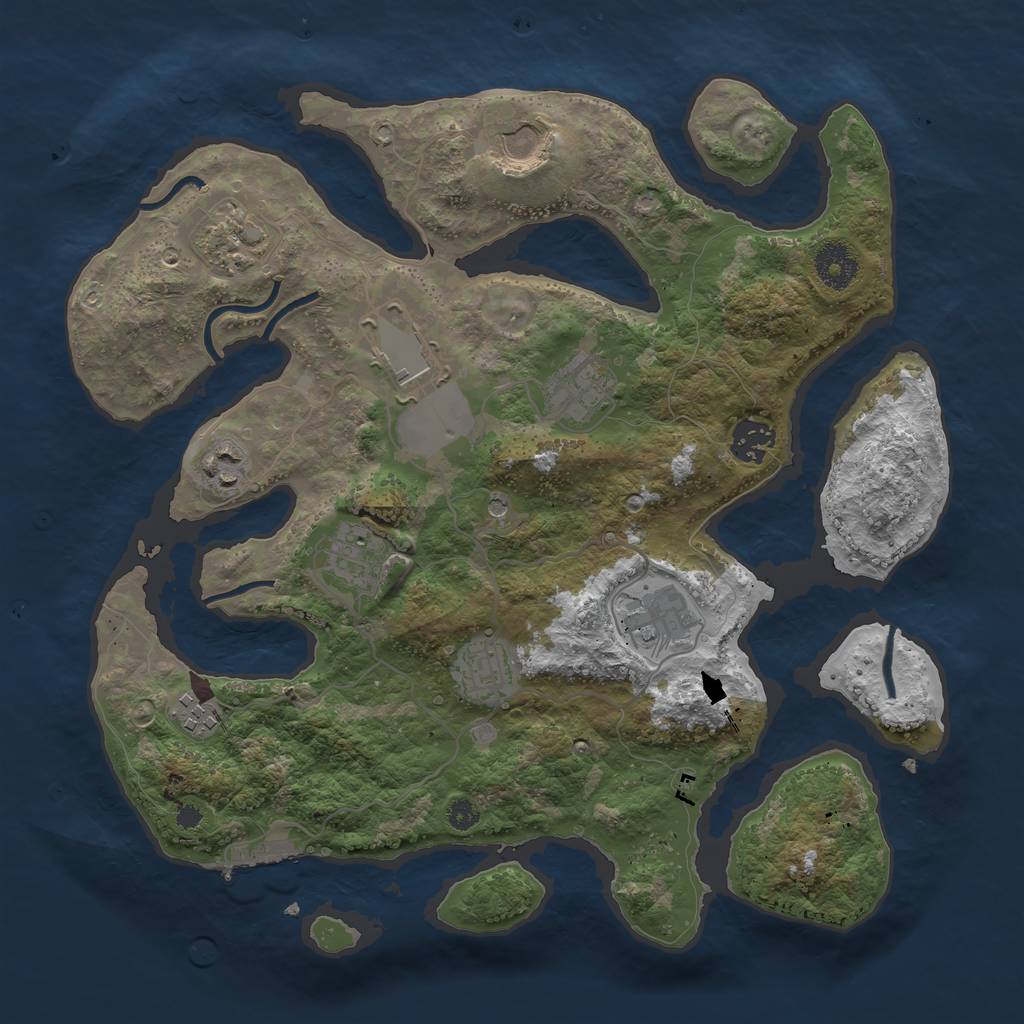 Rust Map: Procedural Map, Size: 3500, Seed: 1860438043, 14 Monuments