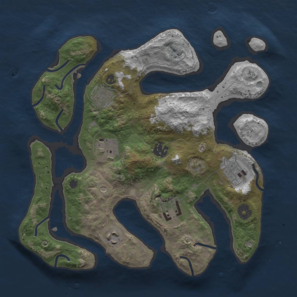 Rust Map: Procedural Map, Size: 3000, Seed: 988526463, 9 Monuments