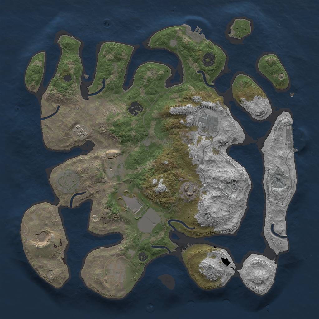 Rust Map: Procedural Map, Size: 3500, Seed: 147859658, 14 Monuments