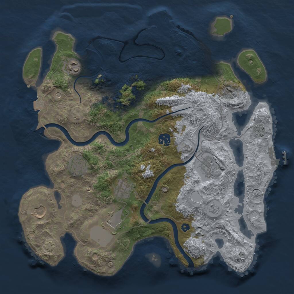 Rust Map: Procedural Map, Size: 3500, Seed: 147859658, 14 Monuments