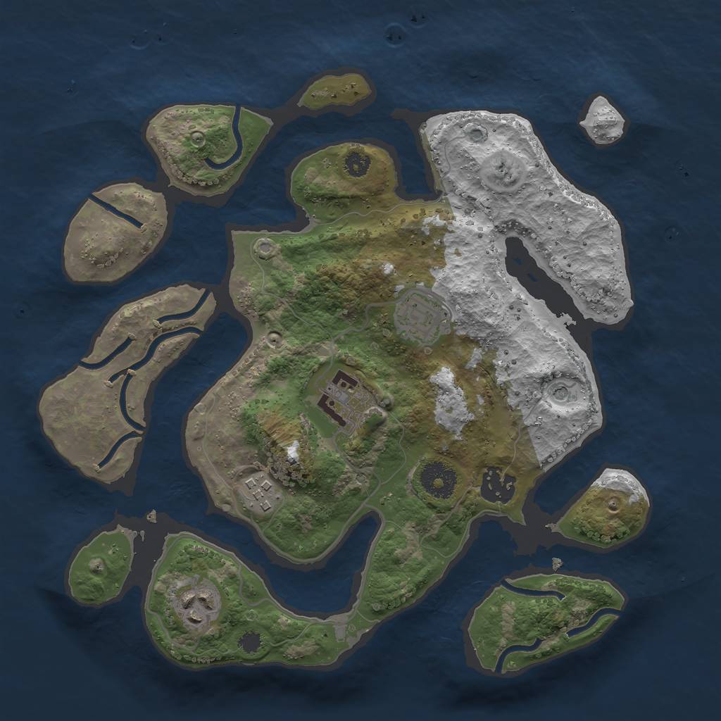 Rust Map: Procedural Map, Size: 3000, Seed: 1326693562, 8 Monuments