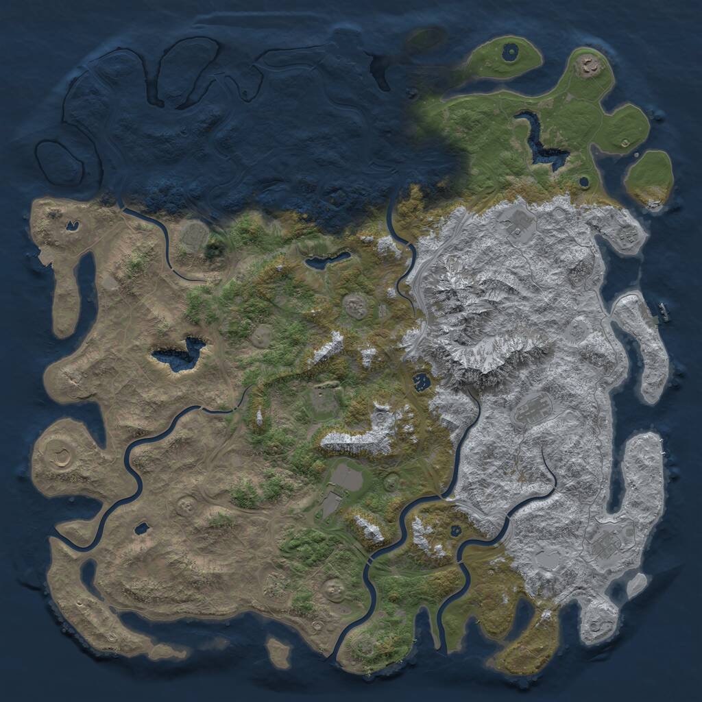 Rust Map: Procedural Map, Size: 6000, Seed: 656537030, 17 Monuments