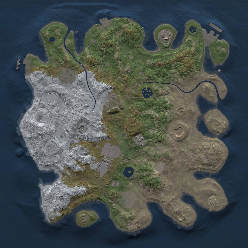 Rust Map: Procedural Map, Size: 3500, Seed: 1802307, 14 Monuments