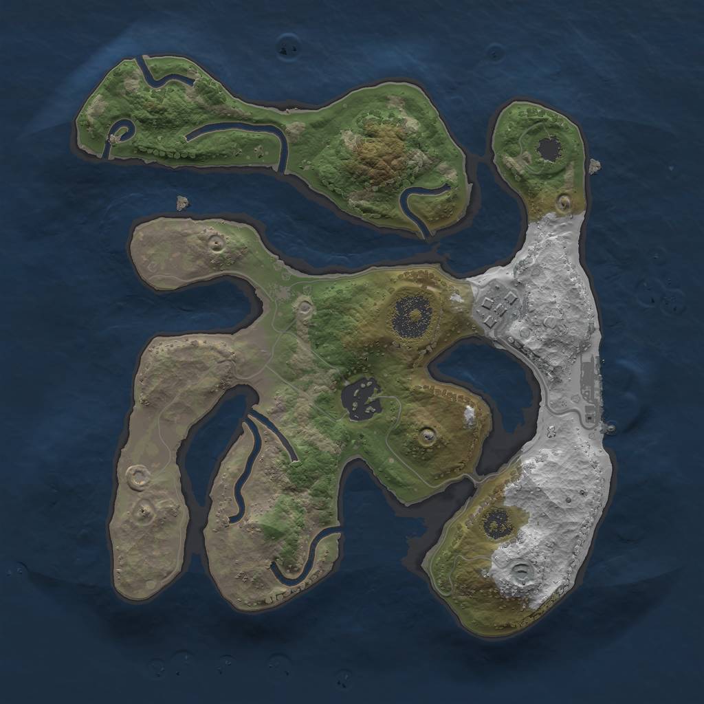 Rust Map: Procedural Map, Size: 2500, Seed: 34579, 5 Monuments