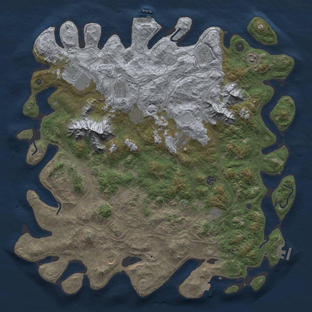Rust Map: Procedural Map, Size: 5000, Seed: 58834, 17 Monuments