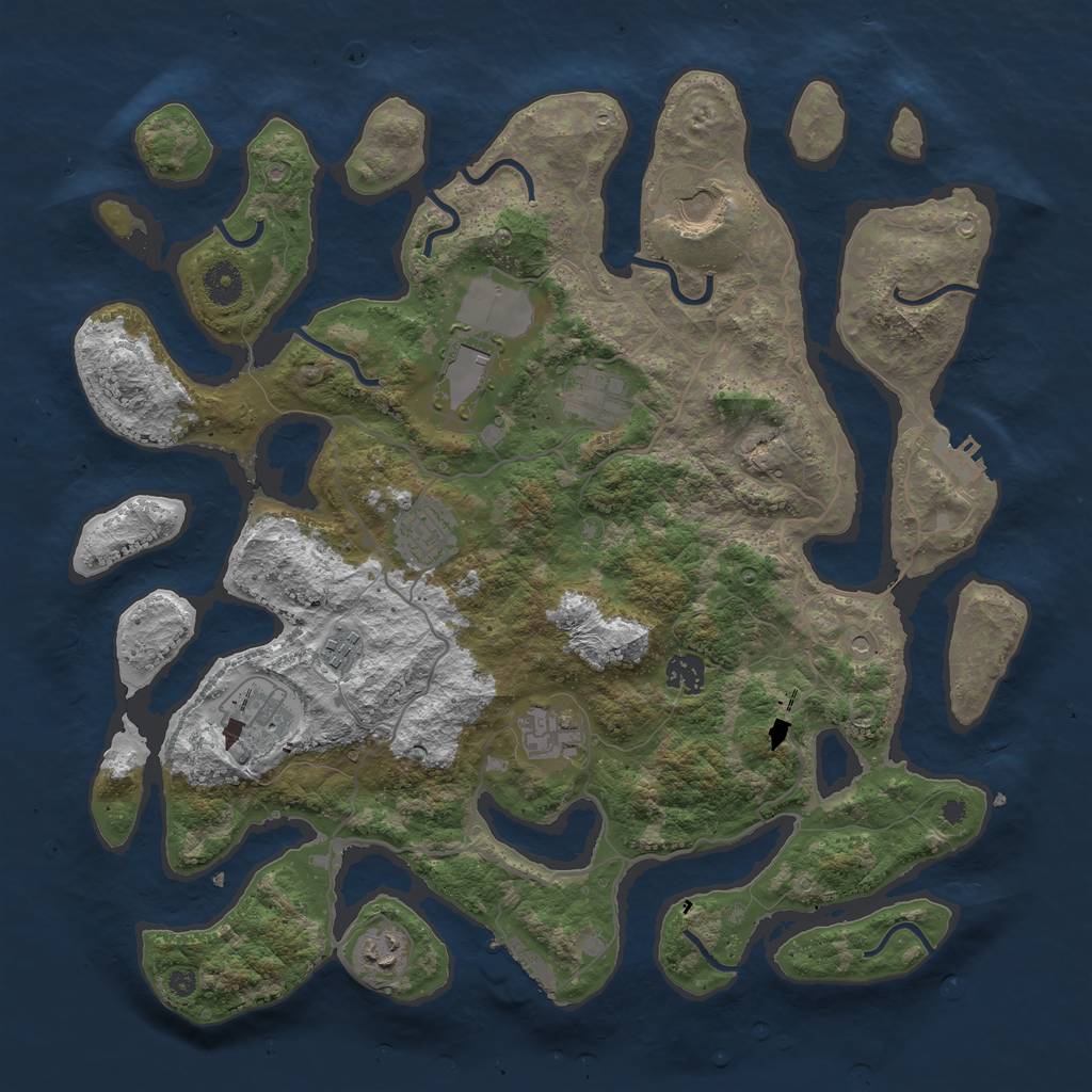Rust Map: Procedural Map, Size: 4000, Seed: 1909434676, 14 Monuments