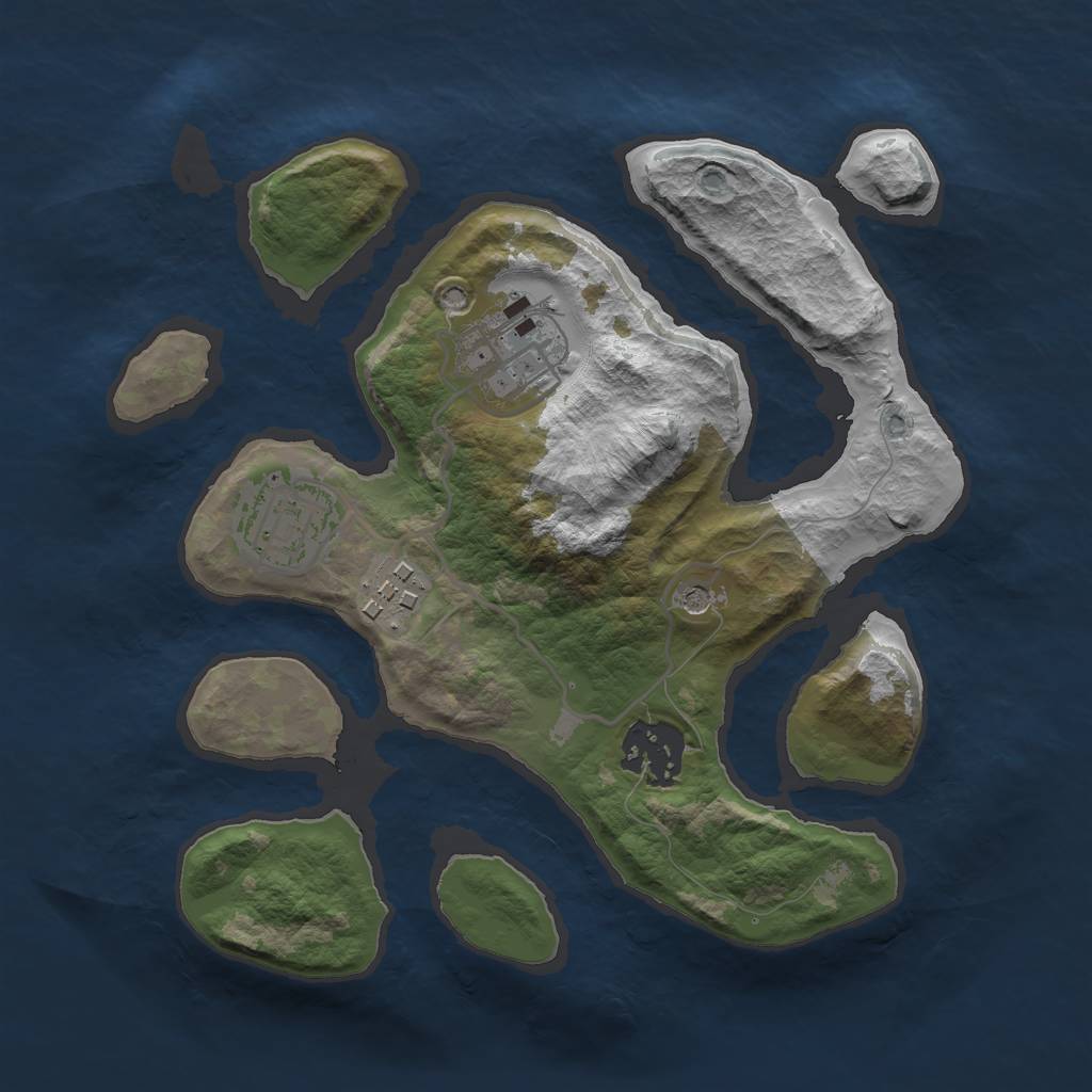 Rust Map: Barren, Size: 2500, Seed: 656747, 7 Monuments