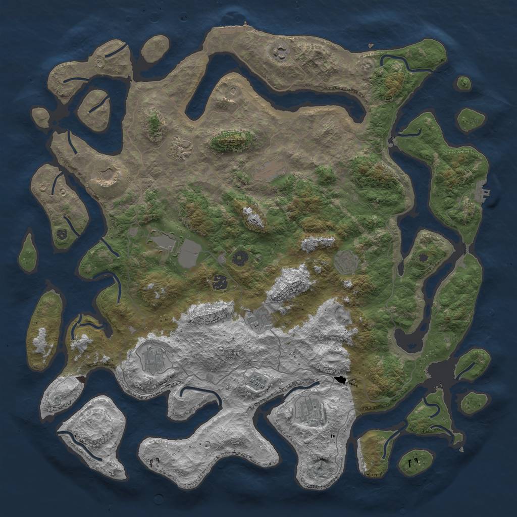 Rust Map: Procedural Map, Size: 5000, Seed: 106010488, 16 Monuments