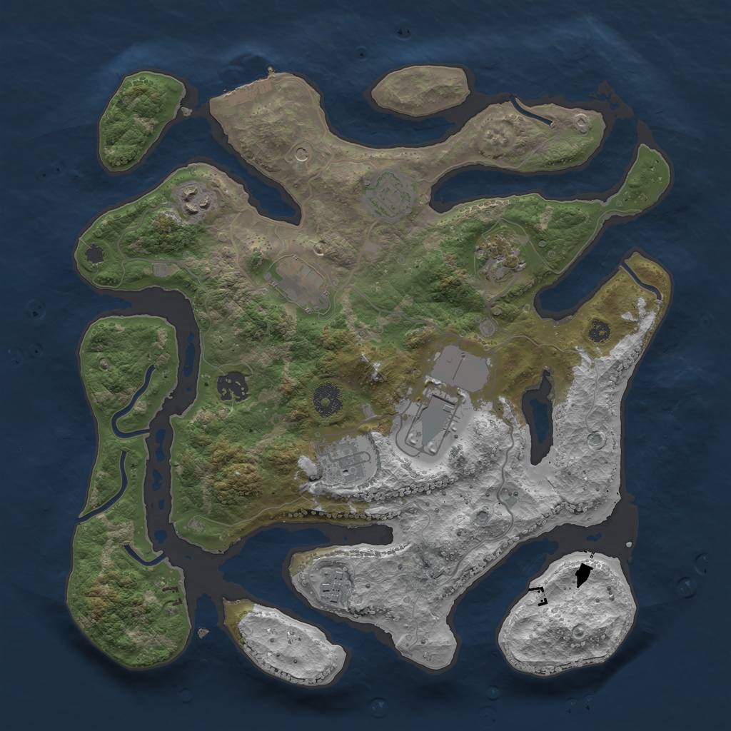 Rust Map: Procedural Map, Size: 3500, Seed: 9360206, 12 Monuments