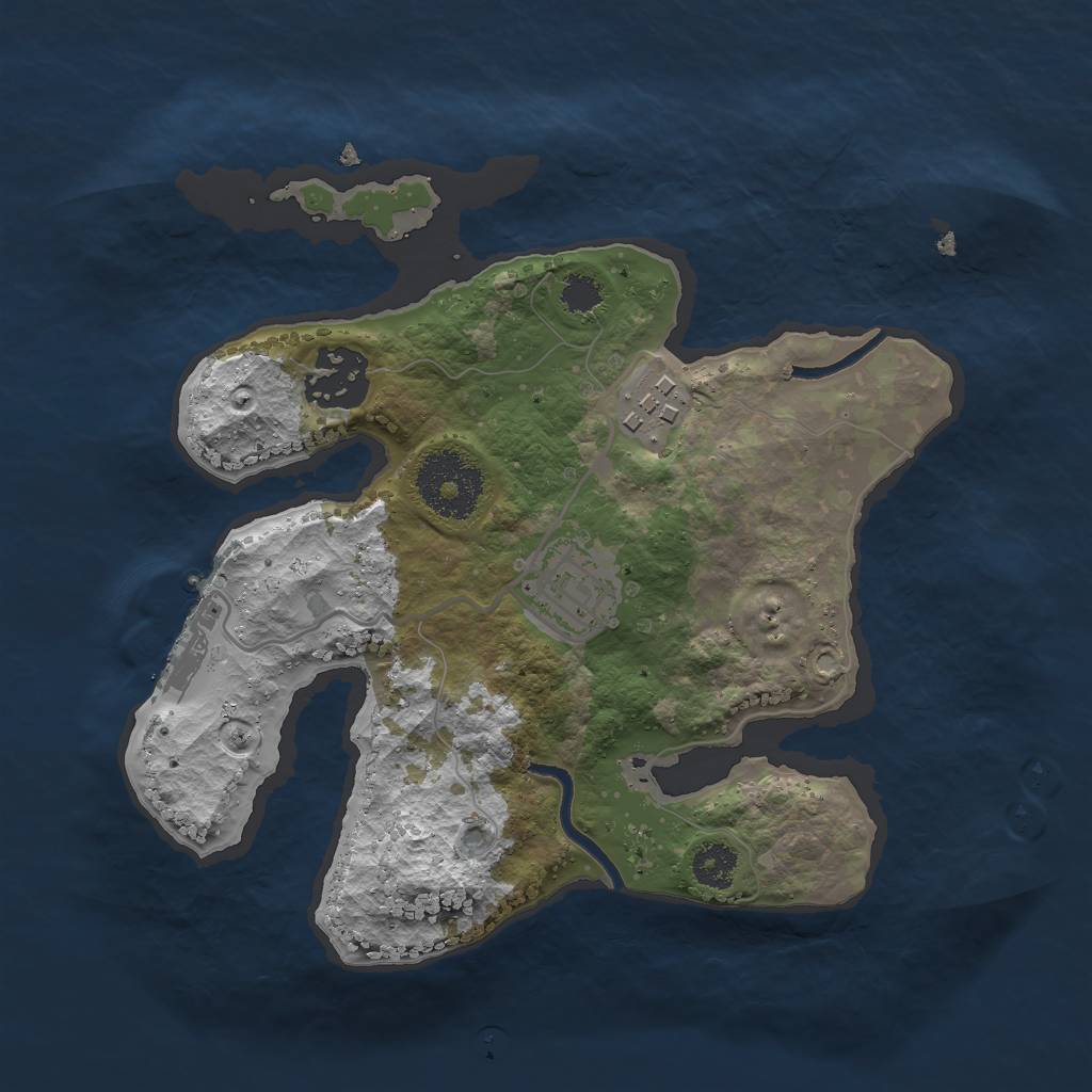 Rust Map: Procedural Map, Size: 2500, Seed: 53173, 6 Monuments