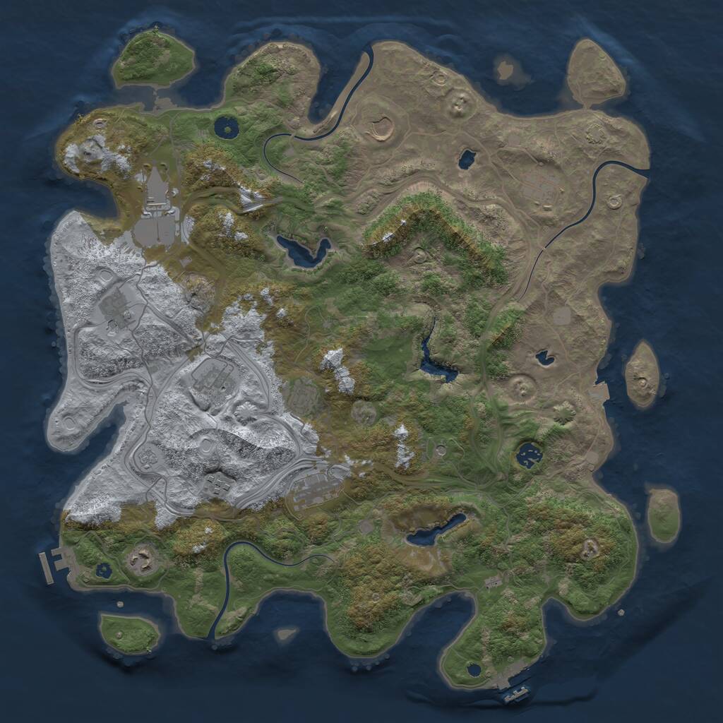 Rust Map: Procedural Map, Size: 4500, Seed: 413042507, 16 Monuments