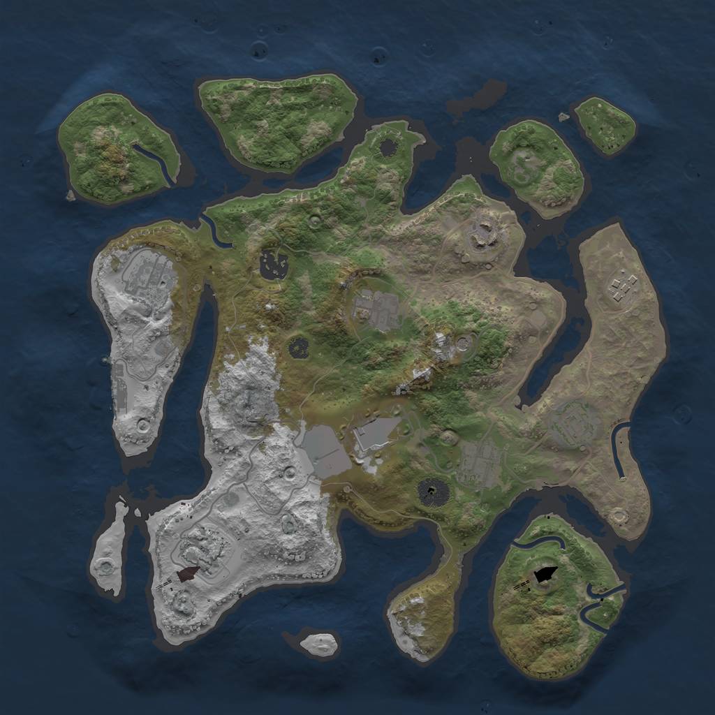 Rust Map: Procedural Map, Size: 3500, Seed: 453453, 13 Monuments