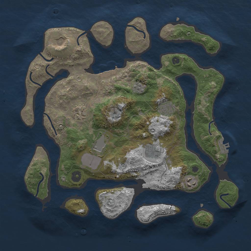 Rust Map: Procedural Map, Size: 3500, Seed: 908997149, 12 Monuments