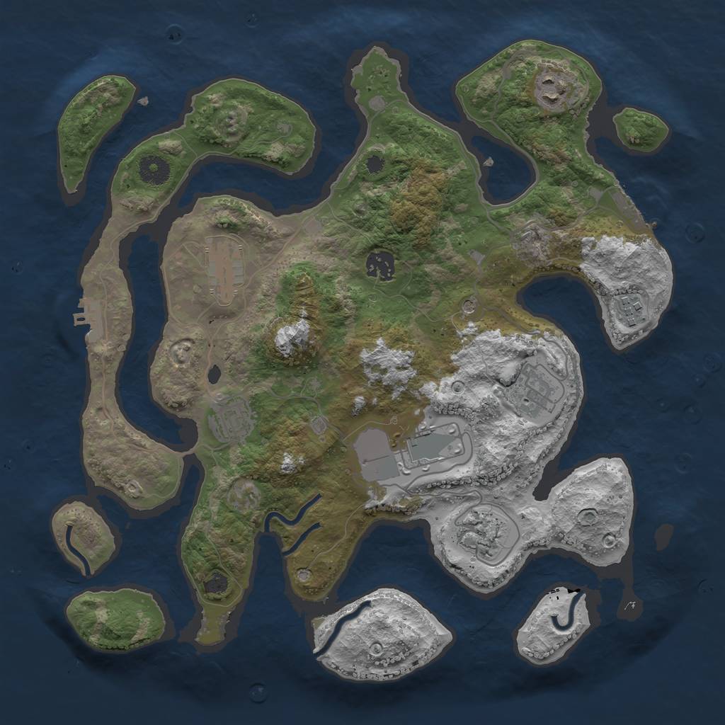 Rust Map: Procedural Map, Size: 3600, Seed: 123374467, 13 Monuments