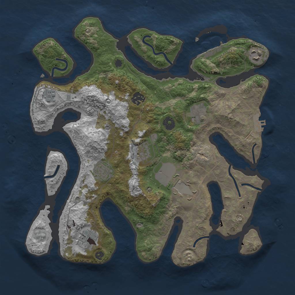 Rust Map: Procedural Map, Size: 3500, Seed: 1416661092, 13 Monuments