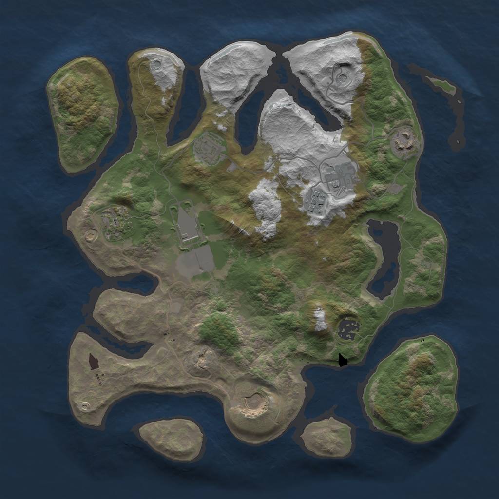 Rust Map: Barren, Size: 3500, Seed: 455, 11 Monuments