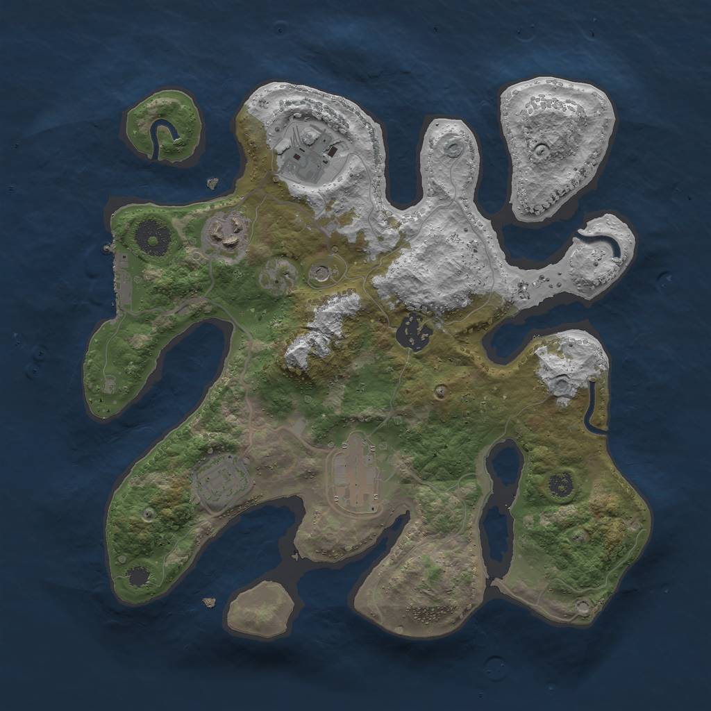 Rust Map: Procedural Map, Size: 3000, Seed: 233092811, 9 Monuments