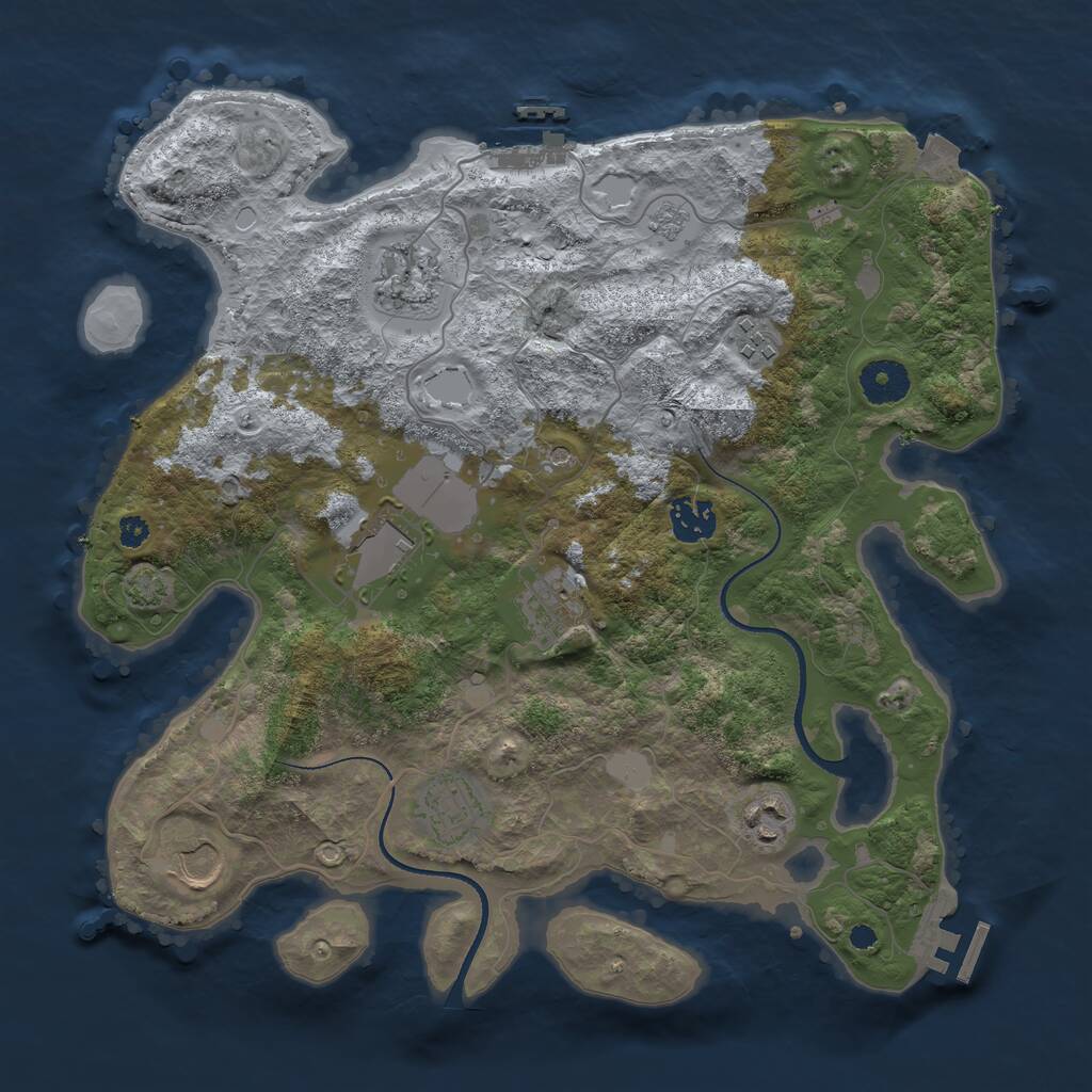 Rust Map: Procedural Map, Size: 3500, Seed: 245849344, 14 Monuments