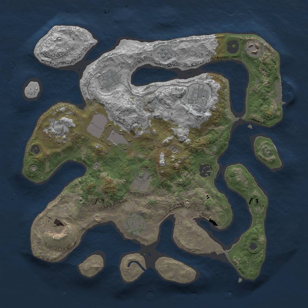 Rust Map: Procedural Map, Size: 3500, Seed: 245849344, 14 Monuments