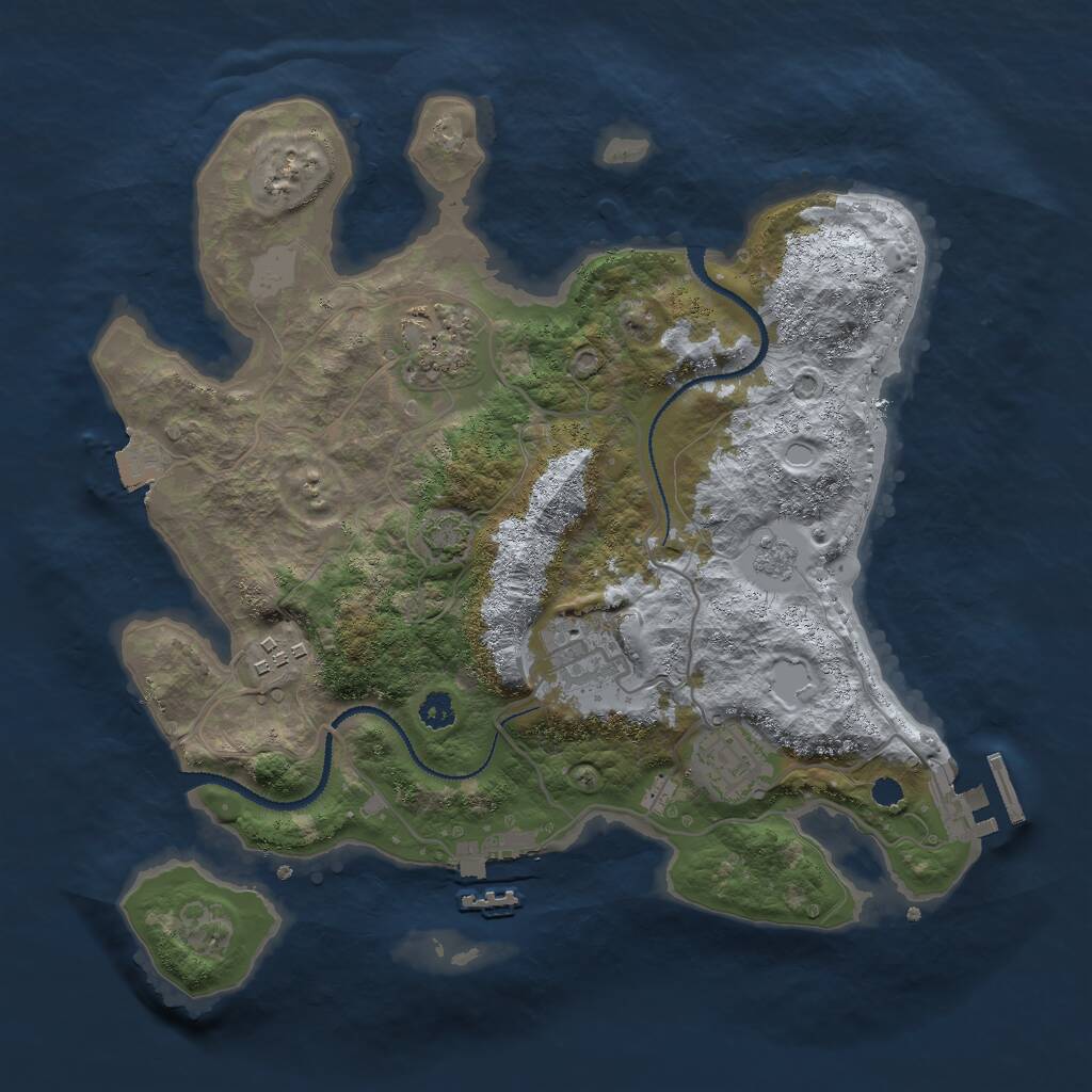 Rust Map: Procedural Map, Size: 3000, Seed: 1376751536, 9 Monuments