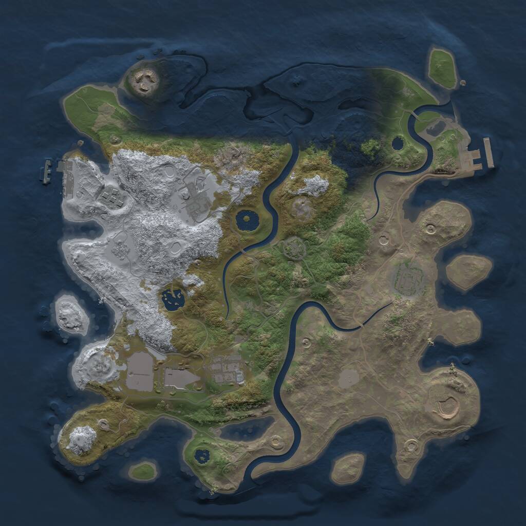 Rust Map: Procedural Map, Size: 3500, Seed: 451487532, 14 Monuments