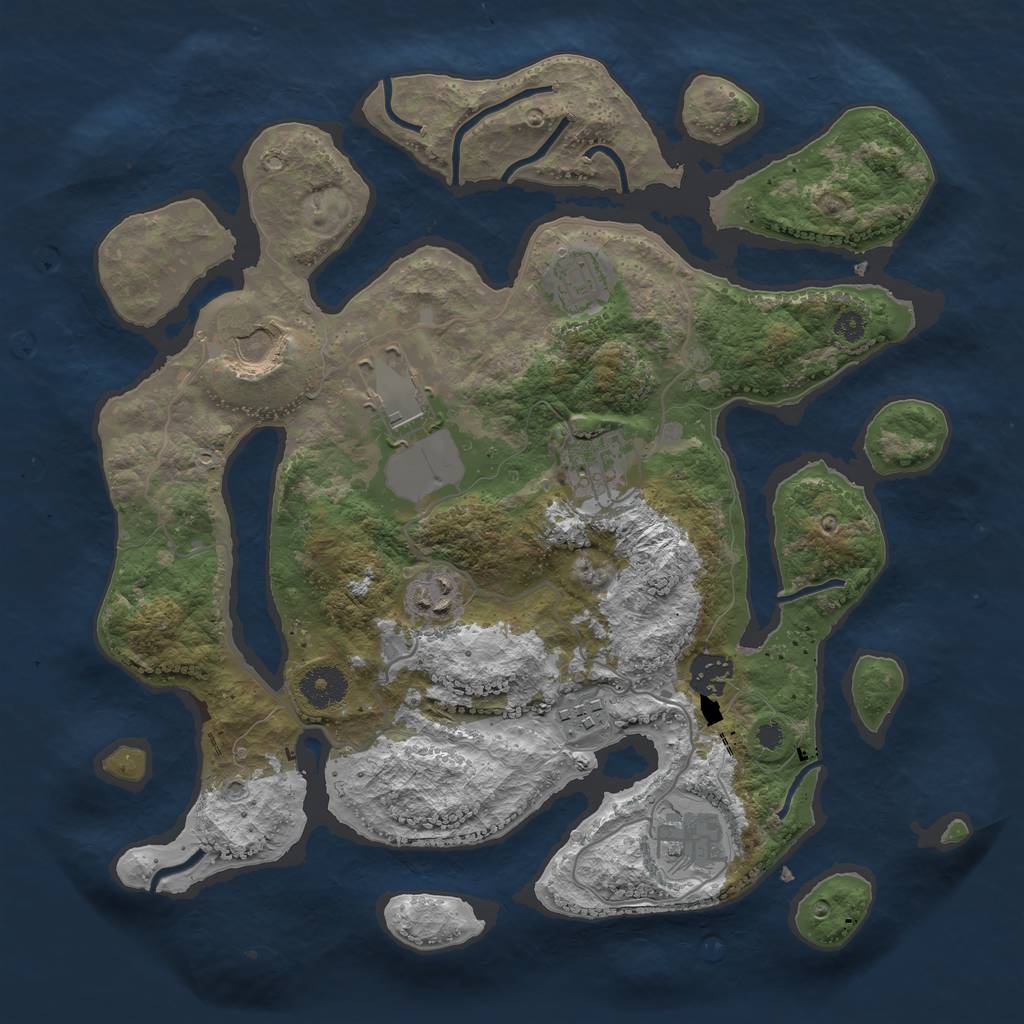 Rust Map: Procedural Map, Size: 3500, Seed: 1177960985, 10 Monuments