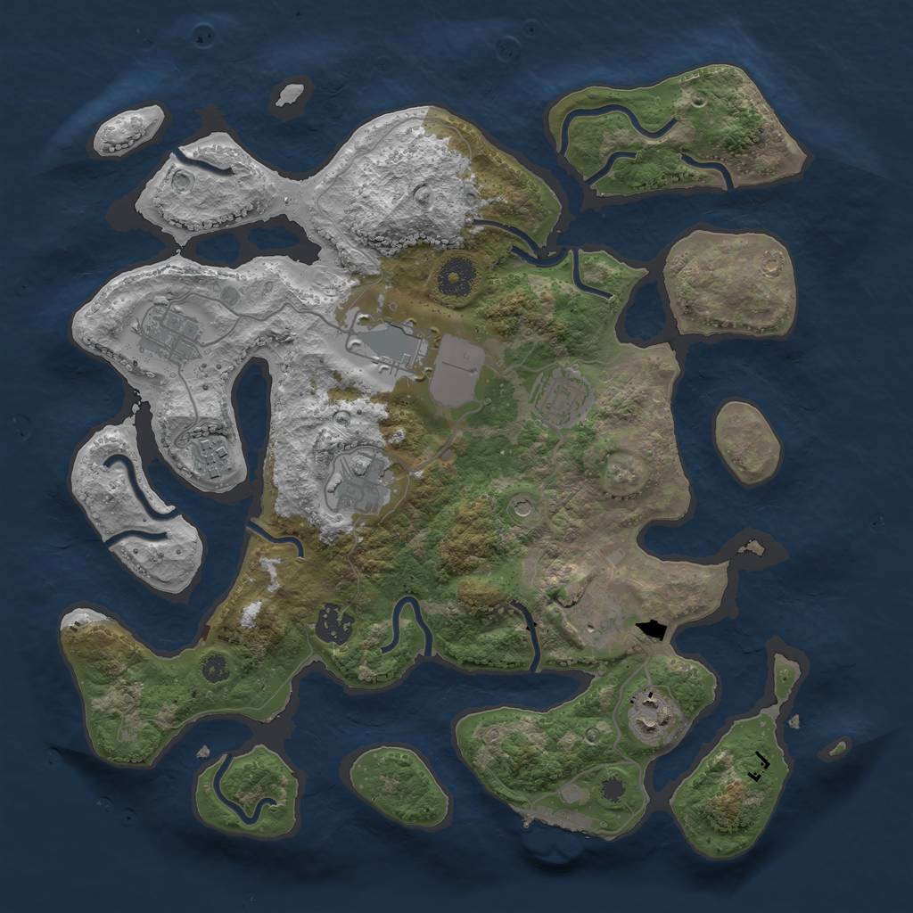 Rust Map: Procedural Map, Size: 3500, Seed: 1425047889, 12 Monuments