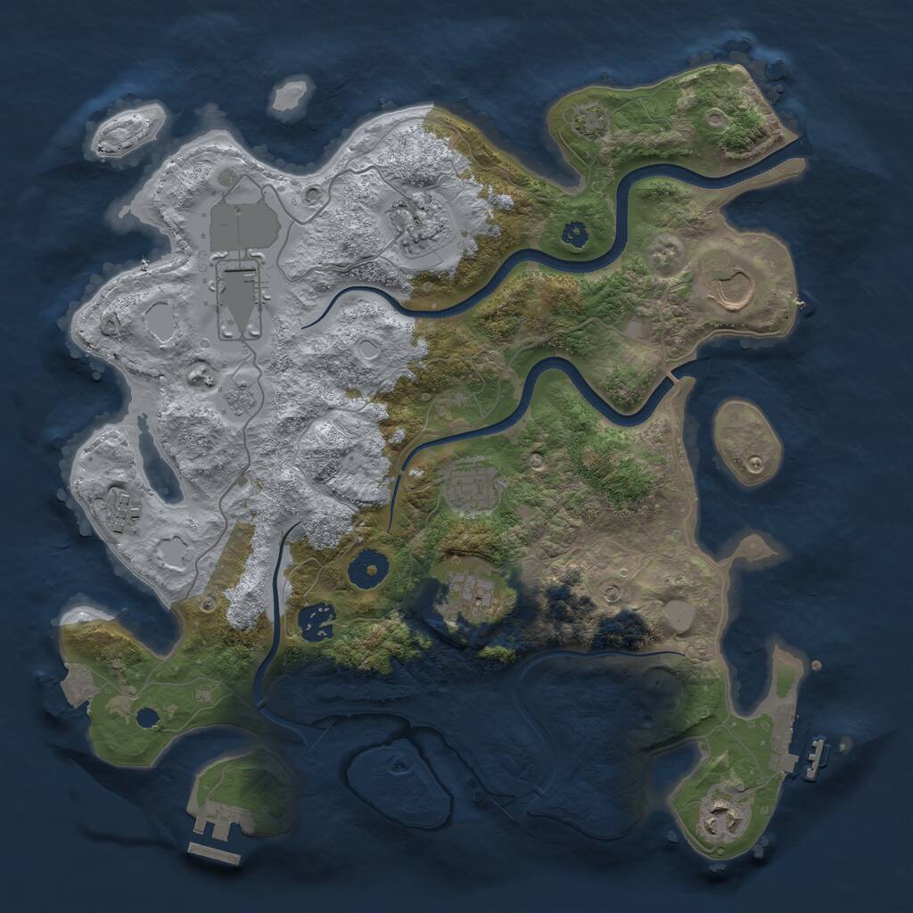 Rust Map: Procedural Map, Size: 3500, Seed: 1425047889, 14 Monuments