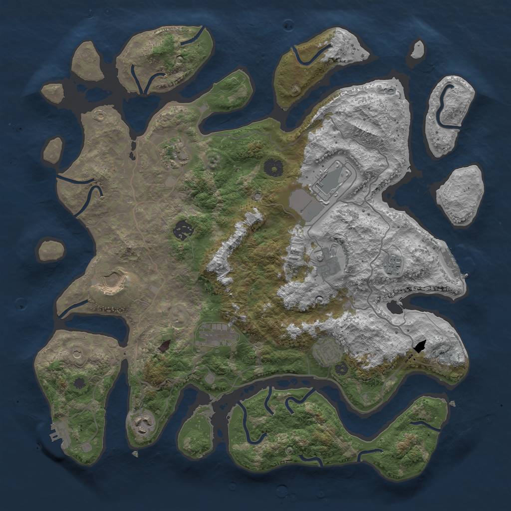 Rust Map: Procedural Map, Size: 4000, Seed: 956412, 14 Monuments