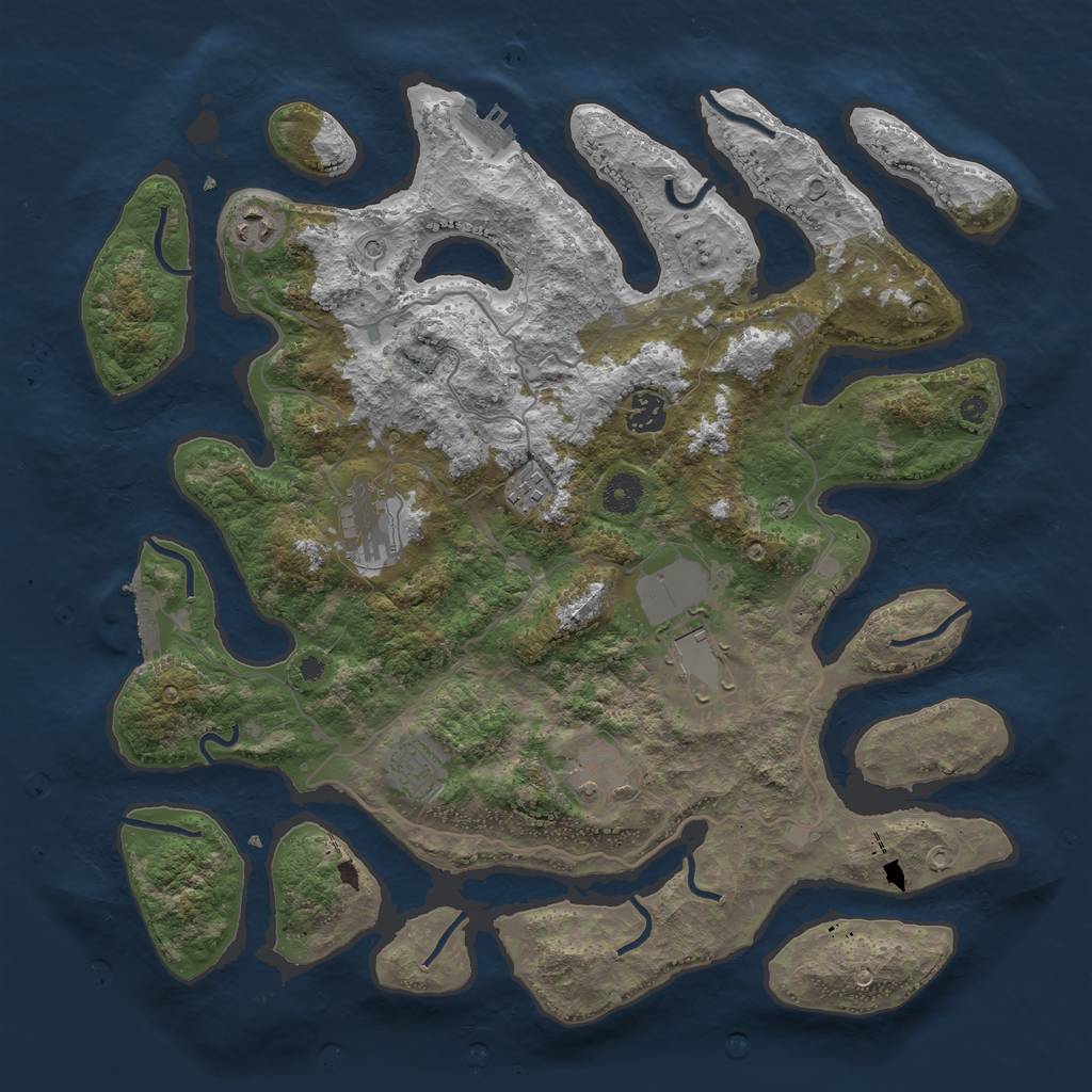 Rust Map: Procedural Map, Size: 4000, Seed: 998988949, 12 Monuments