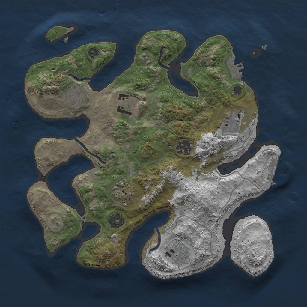 Rust Map: Procedural Map, Size: 3000, Seed: 823329784, 10 Monuments