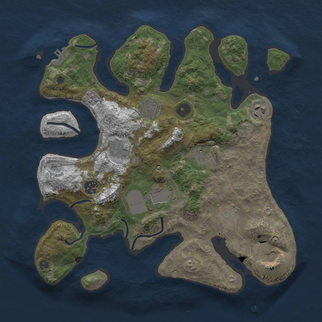 Rust Map: Procedural Map, Size: 3500, Seed: 10387, 13 Monuments