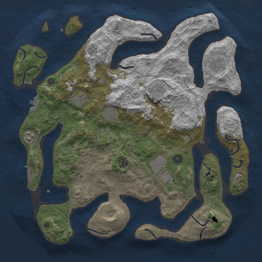 Rust Map: Procedural Map, Size: 4100, Seed: 121315421, 14 Monuments