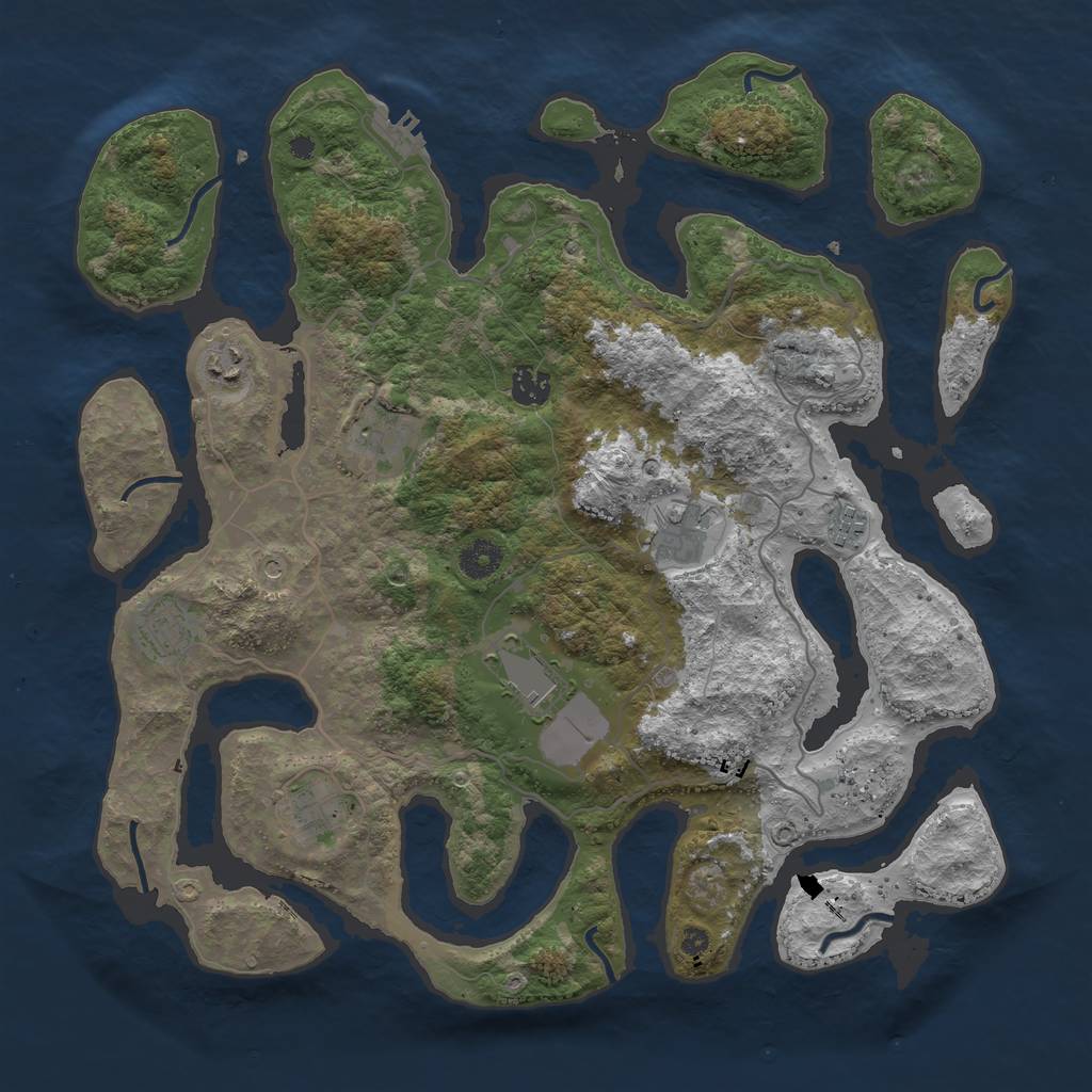 Rust Map: Procedural Map, Size: 4000, Seed: 14880, 12 Monuments