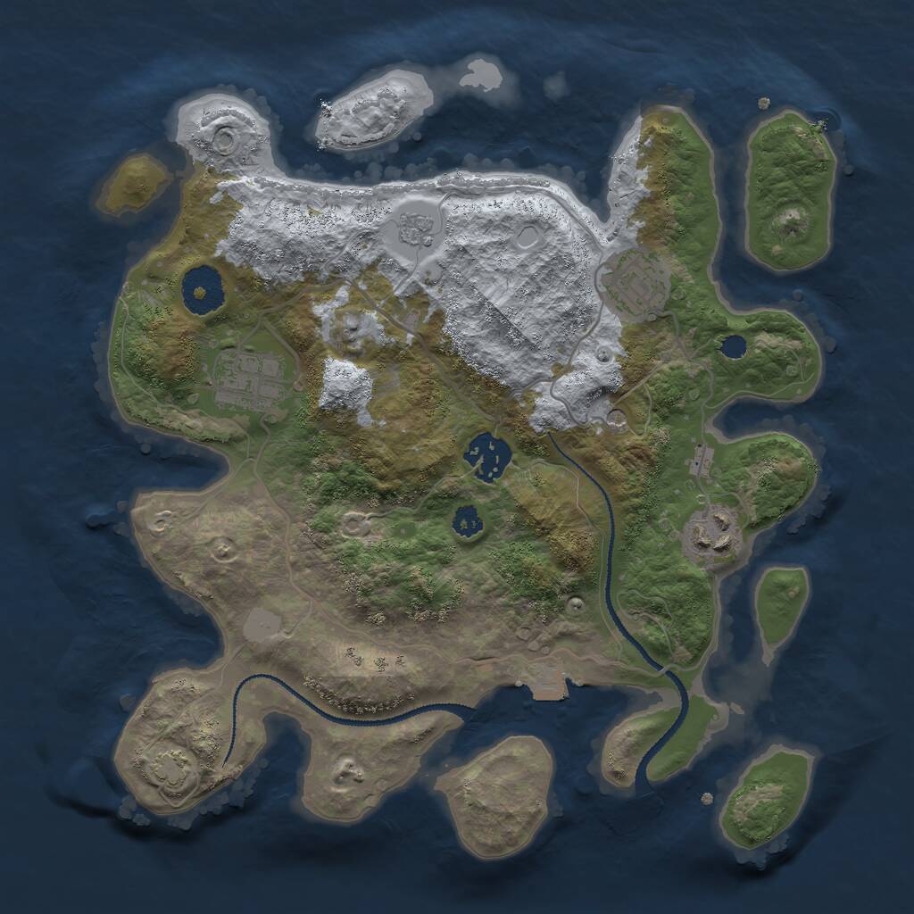 Rust Map: Procedural Map, Size: 3000, Seed: 2106179, 8 Monuments