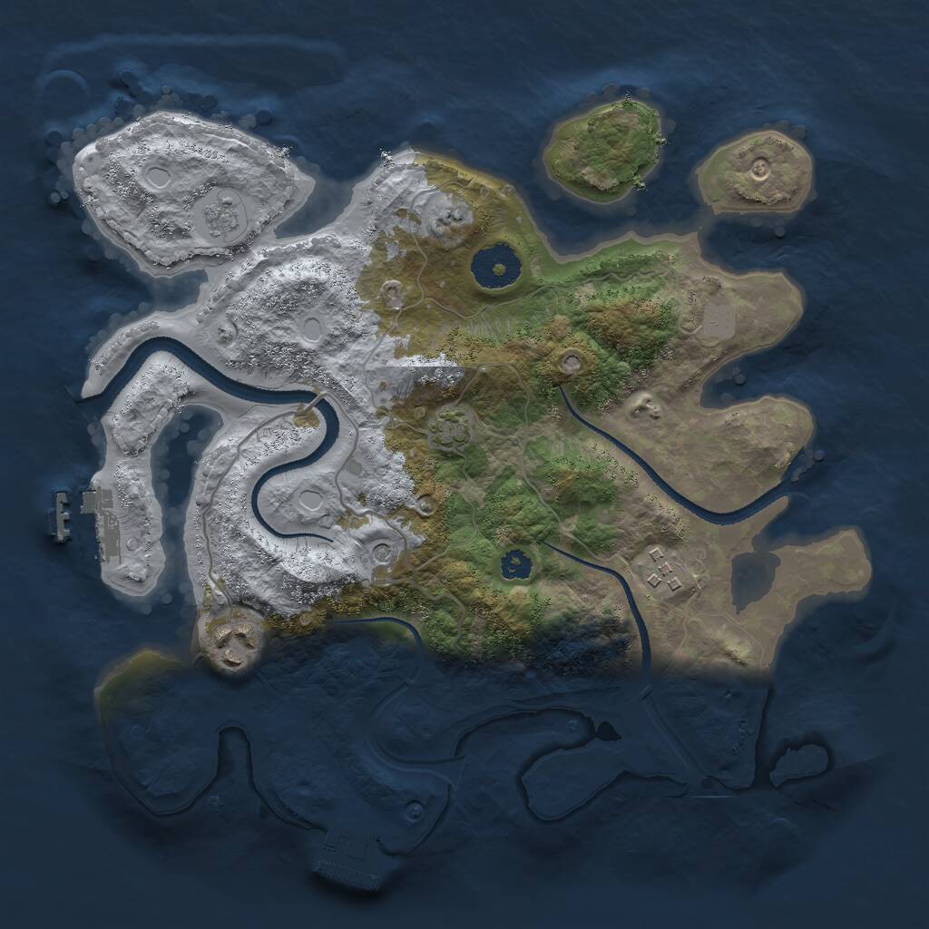 Rust Map: Procedural Map, Size: 3000, Seed: 19545, 8 Monuments
