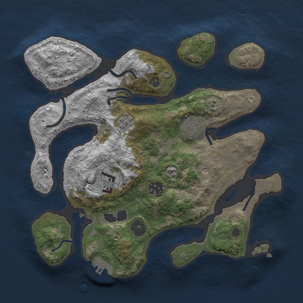 Rust Map: Procedural Map, Size: 3000, Seed: 19545, 8 Monuments