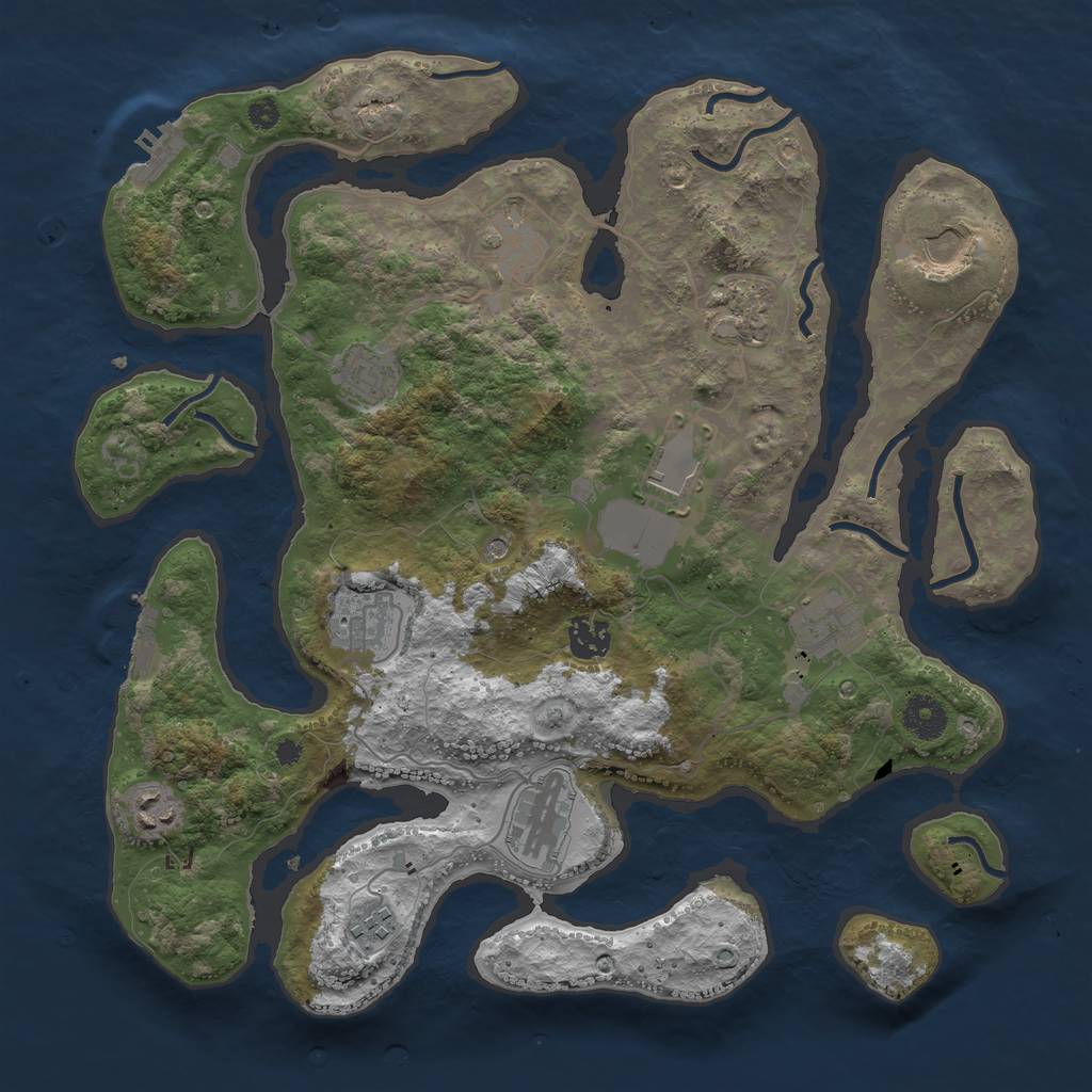 Rust Map: Procedural Map, Size: 3700, Seed: 1885070152, 16 Monuments