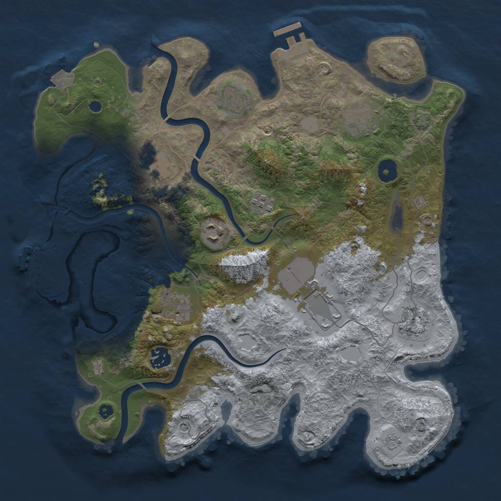 Rust Map: Procedural Map, Size: 3500, Seed: 97241809, 15 Monuments