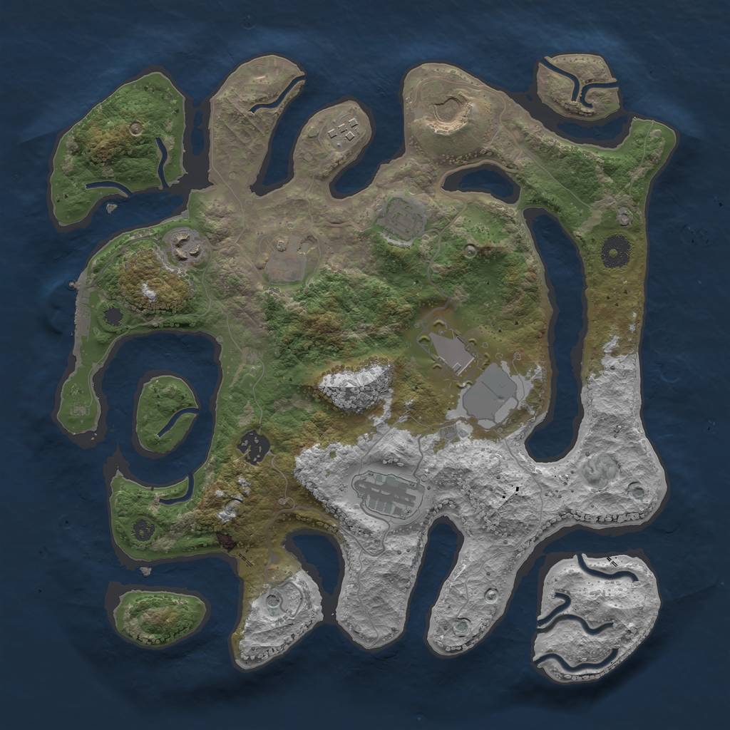 Rust Map: Procedural Map, Size: 3500, Seed: 97241809, 12 Monuments