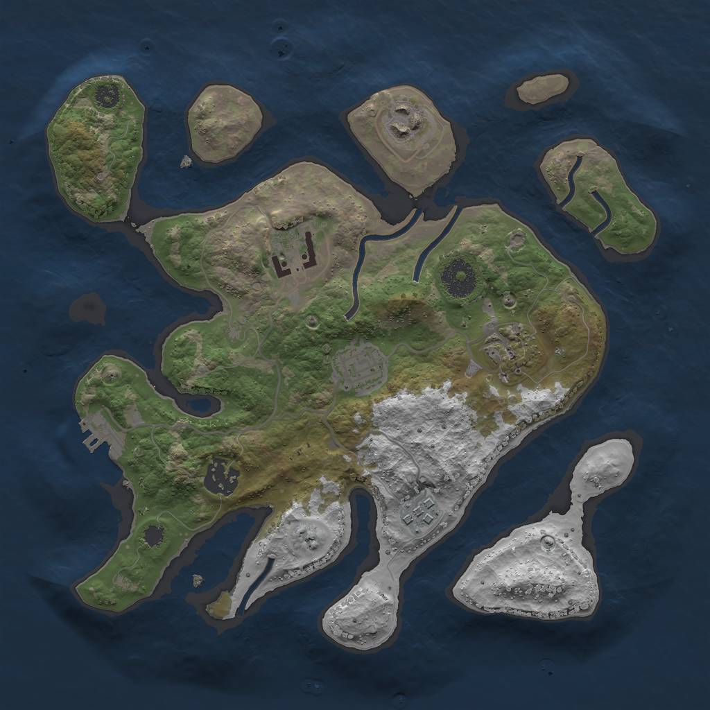 Rust Map: Procedural Map, Size: 3000, Seed: 832481260, 9 Monuments