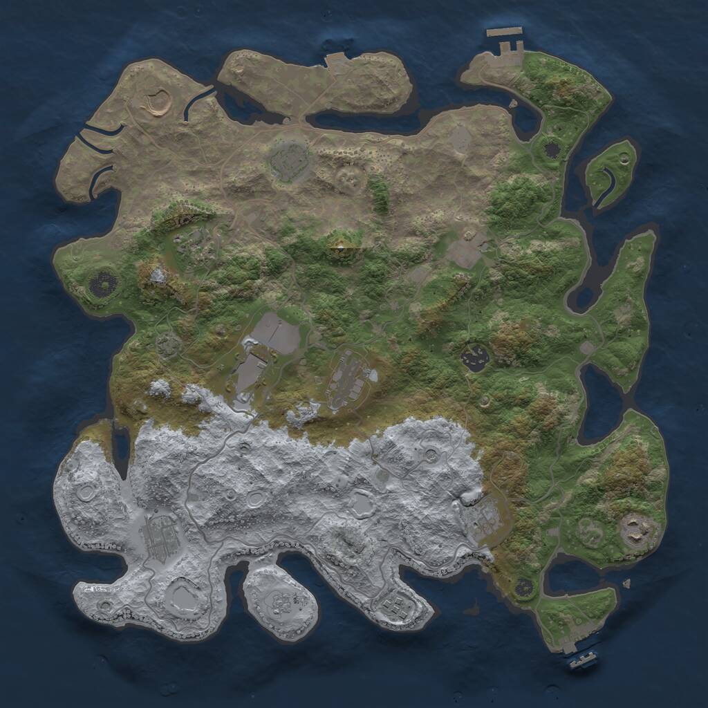 Rust Map: Procedural Map, Size: 4000, Seed: 53560, 17 Monuments