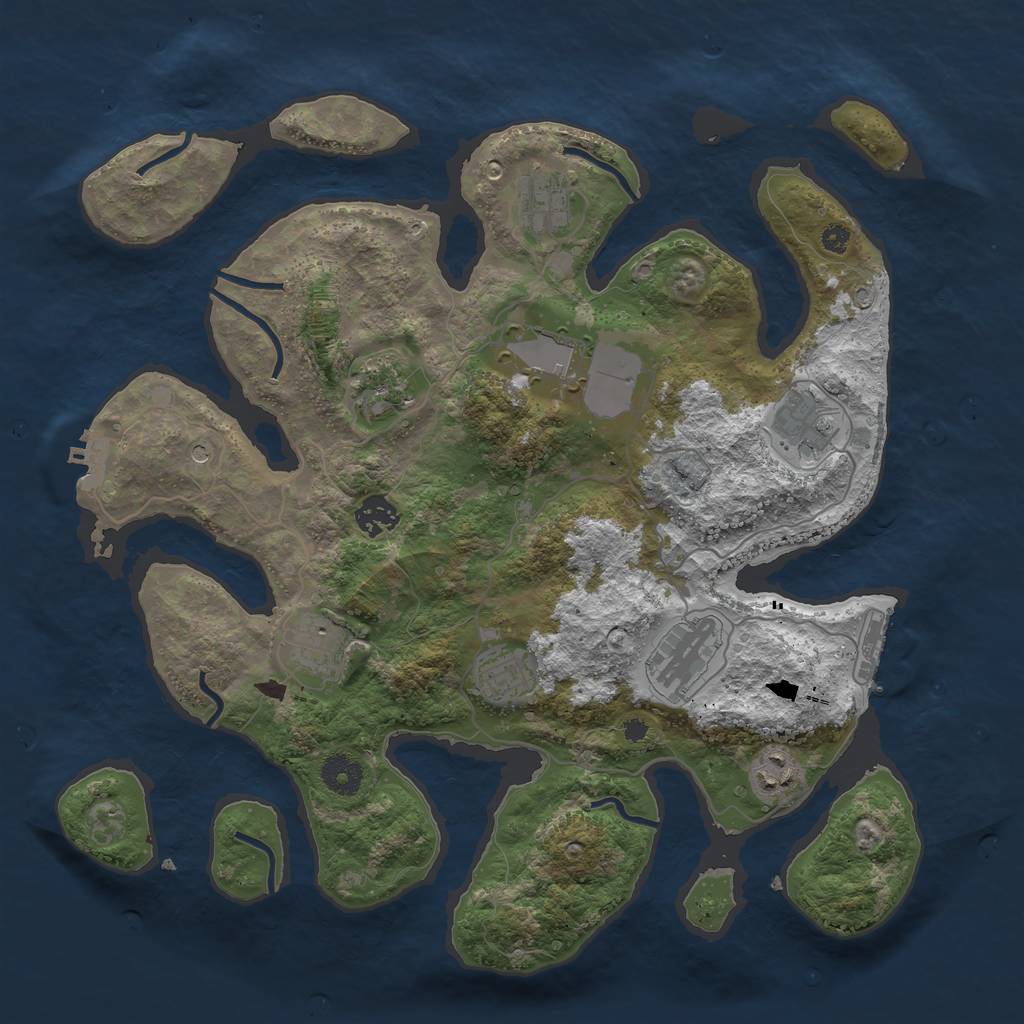 Rust Map: Procedural Map, Size: 3750, Seed: 147409186, 14 Monuments